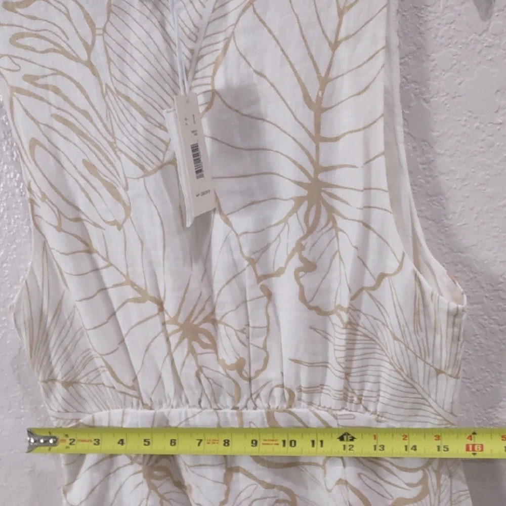 Magaschoni 100 Linen, Size 8 Elegant White Floral Dress - Picture 16 of 17